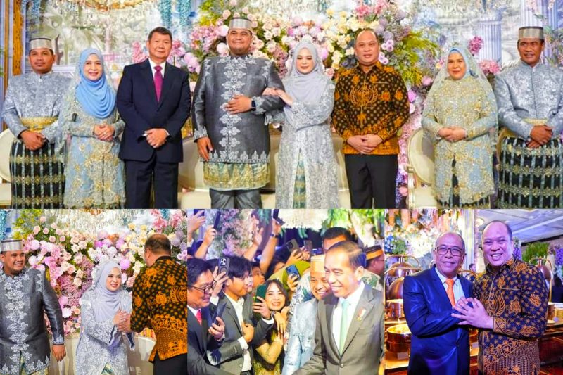 Bupati Konawe Utara, H. Ruksamin hadir acara resepsi pernikahan Putra sulung Andi Amran Sulaiman.