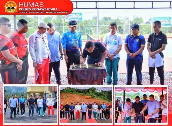 Brigjen Pol. Dwi Iriyanto, S.I.K., M.Si, meresmikan lapangan tenis dan lapangan Tembak polres konawe utara pada kunjungan kerja, Sabtu, (09/03/2024).