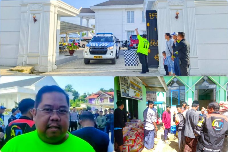 Ketua umum Kadin Sultra, Anton Timbang melepas rombongan touring ramadan memperingati HUT Kadin Sultra. Jum'at (09/03/2024). 