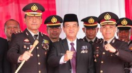 Wabup Konut, Abuhaera bersama pihak Polres Konut usai Upacara HUT Ke-77 Bhayangkara. (**)