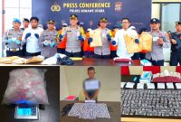 Kapolres AKBP Priyo Utomo, S.H., S.I.K bersama Jajarannya menggelar Press Release pengungkapan Kasus Tindak Pidana Narkotika. Senin, (22/04/2024).