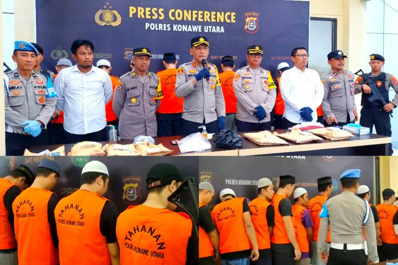 Kapolres AKBP Priyo Utomo, S.H., S.I.K bersama Jajarannya menggelar Press Release pengungkapan Kasus Tindak Pidana Narkotika. Senin, (22/04/2024).