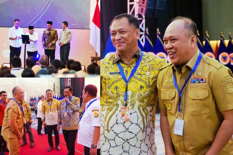 Bupati Konawe Utara, Ruksamin tampak hadir Acara Rakornas Penanggulangan Bencana yang digelar di Pullman Hotel, Kota Bandung, Jawa Barat. Rabu, (24/04/2024).