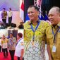 Bupati Konawe Utara, Ruksamin tampak hadir Acara Rakornas Penanggulangan Bencana yang digelar di Pullman Hotel, Kota Bandung, Jawa Barat. Rabu, (24/04/2024).