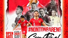 Pamflet Nonton Bareng Gemoy Nya Kendari babak semifinal yang Indonesia U-23 Vs Uzbekistan U-23. Senin malam, (29/04/2024).