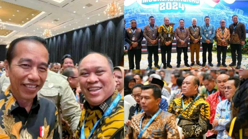 Ruksamin berpose bersama Jokowi di acara Musrenbangnas tahun 2024, di Balai Sidang Jakarta Convention Center pada Senin (6/5/2024).