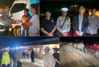 Kapolres Konut Pimpin penertiban antrian kendaraan dan pemeriksaan kesehatan para pengantri sopir beserta penumpannya dan membagikan makanan. Sabtu (11/05/2024).