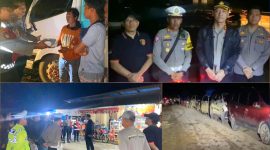 Kapolres Konut Pimpin penertiban antrian kendaraan dan pemeriksaan kesehatan para pengantri sopir beserta penumpannya dan membagikan makanan. Sabtu (11/05/2024).