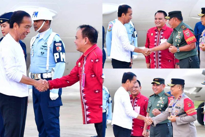 Penyambutan Presiden RI, Joko Widodo bersama rombongan mendarat di Bandara Halu Oleo sekitar pukul 16.20 WITA. Minggu, (12/05/2024). (*Ist)