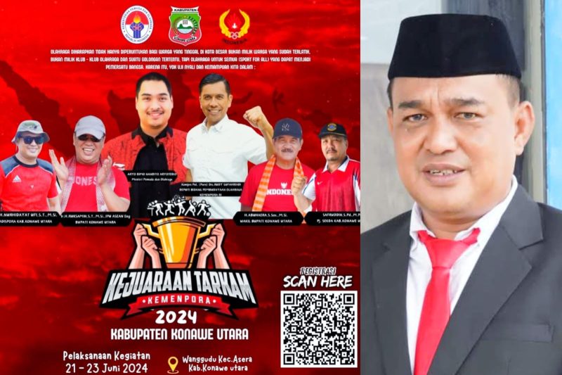 Pamflet Kejuaraan Tarkam | Kadispora Konut, Muh. Nurhidayat Ufi.