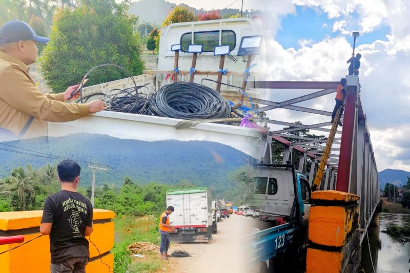 DLH Konut prioritaskan kenyamanan pengendara  dengan memasang lampu sorot jalan dilokasi banjir desa sambandete.