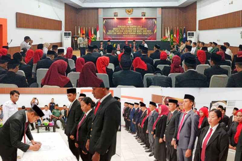 65 anggota Panitia Pemilihan Kecamatan untuk pemilihan kepala daerah 2024 resmi dilantik di Aula Oheo, Kantor KPU Konut, Kamis (16/5/2024).