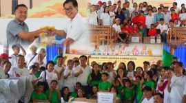 Sekretaris Panitia Hari Kenaikan Yesus Kristus Niko Samara bersama jajaran panitia menyerahkan bantuan paket sembako dan perlengkapan sekolah di dua panti asuhan. Sabtu, (18/05/2024).