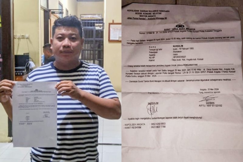 Nursalim resmi melaporkan Camat Angata, Laanda Makati. Sabtu, (25/05/2024).