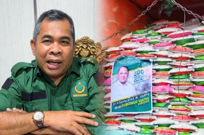 Ketua Tim Selaras, Abdul Halik   |    Beras Bantuan Selaras di Muna.