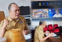 H. Ruksamin menjadi penyangga ujian doktor melalui virtual Zoom Meeting dari kantor Bupati Konawe Utara, Senin, 3 Juni 2024.