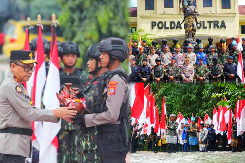 Proses pengambilan air suci dari sumber mata air Sungai Laku-Laku Kebun Raya Kendari, Kelurahan Andonohu, Kecamatan Poasia Kota Kendari, Sultra.