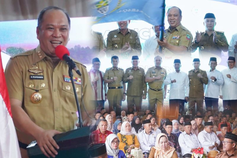 Bupati Konawe Utara memberikan sambutannya pada acara launching MTQ ke-XXX Tingkat Provinsi Sultra Tahun 2024, di aula Anawai Ngguluri, Kecamatan Asera, Senin (10/6/2024).