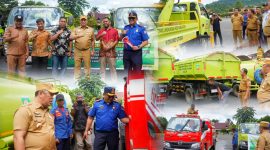 Bupati Konawe Utara, H. Ruksamin melakukan pengecekan menyeluruh untuk memastikan semua kendaraan dalam kondisi prima di Wanggudu, pelataran kantor bupati Konut. Senin, (10/06/2024). 