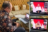 Bupati Konut, H. Ruksamin ikuti Pengendalian Inflasi tahun 2024 melalui Zoom meeting, pada Jumat, 14 Mei 2024.