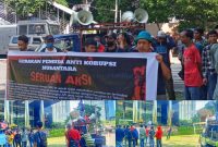 Massa aksi mendesak Komisi Pemberantasan Korupsi  segera menangkap dan menahan Aswad Sulaiman di depan kantor KPK RI. Senin, (08/7/2024). 