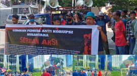 Massa aksi mendesak Komisi Pemberantasan Korupsi  segera menangkap dan menahan Aswad Sulaiman di depan kantor KPK RI. Senin, (08/7/2024). 