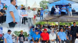 Puluhan Ribu Masyarakat Kota Kendari antusias mengikuti jalan sehat bersama Gemoy-nya Kendari di lapangan SSDC MTQ Kendari pada Sabtu (6//7/2024) pagi.