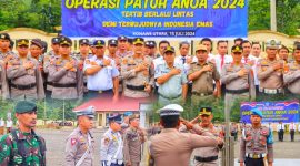 Apel gelar pasukan operasi patuh anoa 2024 bertempat di lapangan apel mapolres konawe utara, senin (15/7/24).