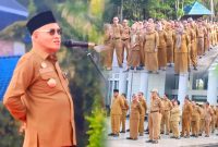 Drs. H Asrun Lio.,M.Hum.,Ph.D, Peringati OPD melalui Apel Gabungan di halaman Kantor Gubernur Sultra (22/07/2024).