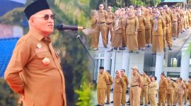 Drs. H Asrun Lio.,M.Hum.,Ph.D, Peringati OPD melalui Apel Gabungan di halaman Kantor Gubernur Sultra (22/07/2024).