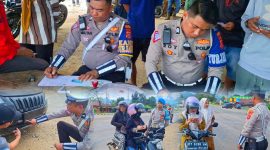 Satlantas Polres Konawe Utara gelar Operasi Patuh Anoa 2024 di depan Polsek Asera Kelurahan Wanggudu Kecamatan Asera Kabupaten Konawe utara, Senin (22/7/24).