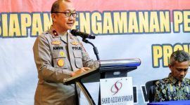 Brigjen Pol Amur Chandra Juli Buana, S.H., M.H menyampaikan pesan amanat presiden pada Rakernis Ops Mantap Praja Anoa 2024.