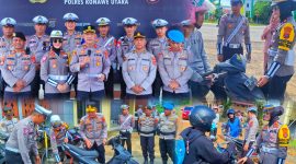 Kapolres Konawe Utara AKBP Priyo Utomo, S.H., S.I.K didampingi Kasat Lantas Iptu Debby Aulia, S.Tr.K., M.M pimpin Press release hasil operasi patuh anoa 2024 wilayah hukum Polres Konawe utara, Sabtu (27/07/2024).