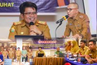 Kadis Kominfo Sultra, Ridwan Badallah memberikan pengarahan literasi pengelolaan medsos dan website pemerintah lingkup Pemprov. Sultra. PlazaInn Hotel (29/07/2024).