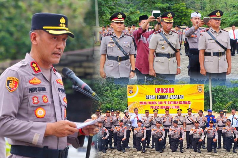 Kapolres Konawe Utara, AKBP Priyo Utomo, S.H., S.I.K pimpin sertijab dan pengukuhan Kasiwas, bertempat dilapangan apel mapolres konut, senin (29/7/2024) sekira pukul 09.00 wita.