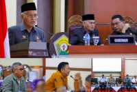 Sekretaris Daerah Prov. Sultra, Drs. H Asrun Lio.,M.Hum.,Ph.D, memberikan Jawaban Gubernur Sulawesi di DPRD Sultra. Rabu, (31/07/2024).