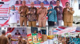 Drs. H. Asrun Lio, M.Hum., Ph.D, memberikan sambutannya pada acara Gerakan Pangan Murah. Selasa, (06/08/2024).
