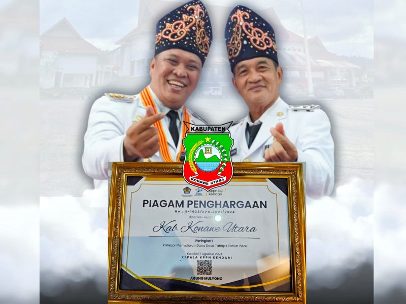 Konawe Utara juara pertama kategori Penyaluran Dana Desa Tahap 1 Tahun 2024. 