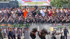 Polres Konawe Utara Gelar Simulasi Sistem Pengamanan Kota (Sispamkota) di lapangan Pemda Kabupaten Konawe Utara. Selasa, (13/08/2024).