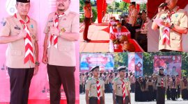 Pemkab Konut Peringati Hari Pramuka Ke-63 Tahun Tingkat Kabupaten Konut 2024, di Halaman Kantor Bupati Konut. Rabu, (14/08/2024).