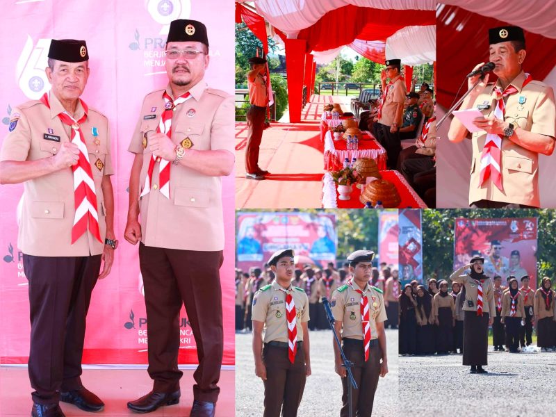 Pemkab Konut Peringati Hari Pramuka Ke-63 Tahun Tingkat Kabupaten Konut 2024, di Halaman Kantor Bupati Konut. Rabu, (14/08/2024).