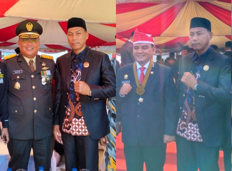 Ketua DPD PJI Sultra, Agussalim Patunru berpose bersama usai memperingati HUT RI Ke-79 Tahun di Pelataran Kantor Gubernur Sultra. Sabtu, (17/08/2024).