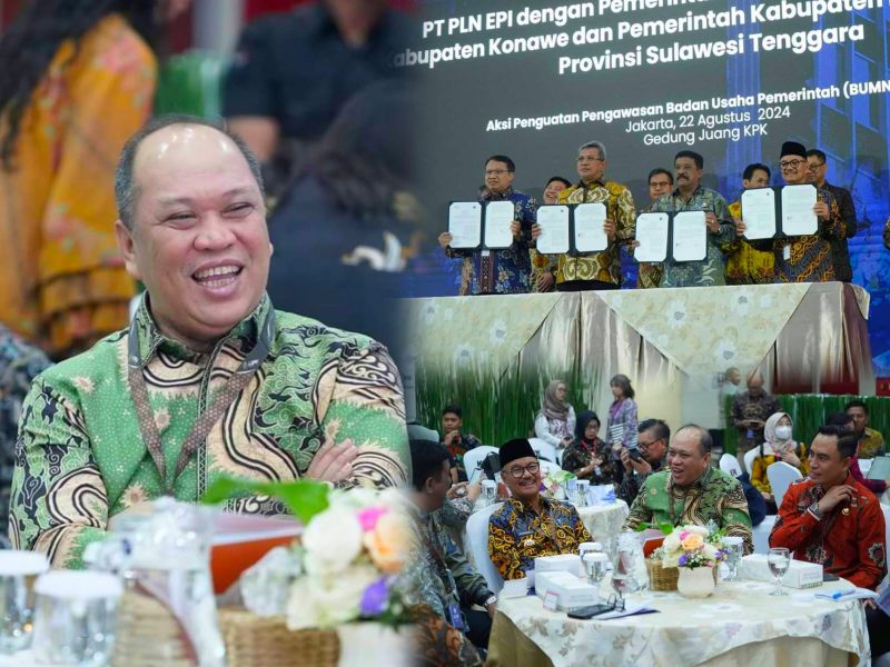 Bupati Konawe Utara, H. Ruksamin hadiri penandatanganan kerja sama Sektor Pertambangan dan Pengelolaan Sampah, di Gedung Merah Putih KPK, Jakarta Selatan, Kamis (22/08/2024)