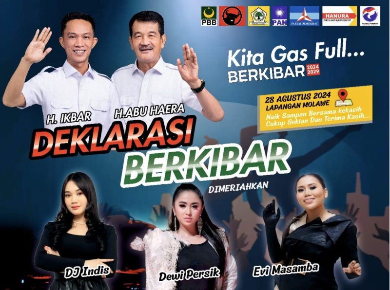 Deklarasi akbar Pasangan Calon (Paslon) Bupati dan Wakil Bupati Konawe Utara (Konut), Ikbar-Abuhaera di Lapangan Molawe. 
