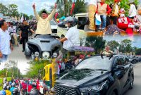 Pasangan Yudhi-Nirna Diarak Ribuan Massa Daftar di KPU Kota Kendari. Kamis, (29/08/2024).