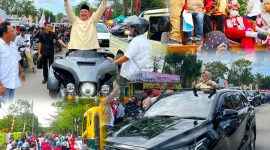 Pasangan Yudhi-Nirna Diarak Ribuan Massa Daftar di KPU Kota Kendari. Kamis, (29/08/2024).