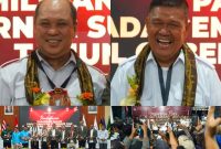 Pasangan Calon Gubernur Sultra, H. Ruksamin bersama Calon Wakil Gubernur Sultra, H. LM. Sjafei Kahar, Periode 2024-2029, saat mendaftar di KPU Sultra, Kamis (29/09/2024).