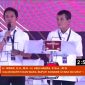 Pasangan Calon Bupati dan Wakil Bupati Konawe Utara, Nomor Urut Satu, Ikbar-Abuhaera pada Debat Publik Pemilihan Tahun 2024, di Gor Konasara, Sabtu malam (26/10/2024).
