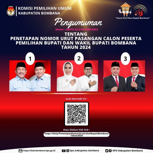KPU Bombana Umumkan Penetapan Nomor Urut Paslon Pilkada 2024