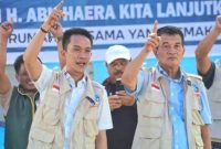 Pasangan calon (Paslon) Bupati dan Wakil Bupati Konawe Utara (Konut) 2024, Ikbar dan Abuhaera saat menggelar kampanye.